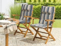 Beliani Sada dvou zahradních židlí s tmavě modro béžovými polštáři MAUI