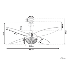 Beliani Stříbrno-béžový stropní ventilátor se světlem ZARQA
