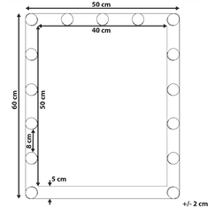 Beliani Nástěnné LED zrcadlo kovové 50 x 60 cm černé ODENAS