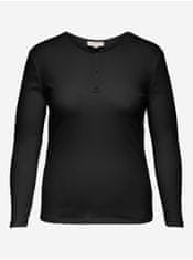 ONLY Černé basic tričko s dlouhým rukávem ONLY CARMAKOMA Adda 46-48
