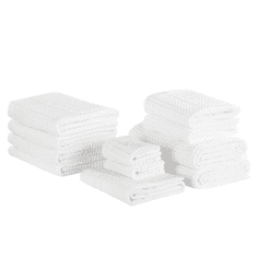 Beliani Bílá sada 11 bavlněných ručníků AREORA
