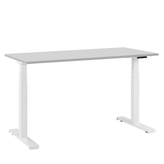 Beliani Elektrický nastavitelný stůl 130 x 72 cm šedo-bílý DESTIN II
