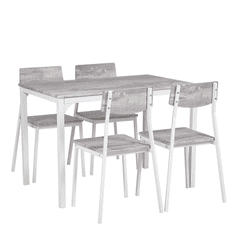 Beliani Jídelní souprava jídelní stůl a 4 židle šedá s bílou BISMARCK