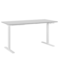 Beliani Ručně nastavitelný psací stůl 130 x 72 cm šedá s bílou DESTIN II