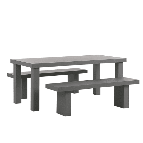 Beliani Zahradní souprava betonový stůl a 2 lavičky šedá TARANTO