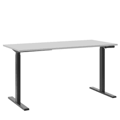 Beliani Ručně nastavitelný stůl 130 x 72 cm šedá s černou DESTIN II