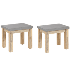 Beliani Sada 2 zahradních židlí z betonu a akátového dřeva šedá OSTUNI