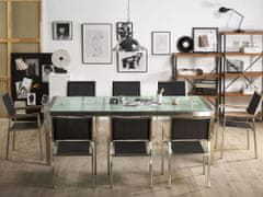 Beliani Sada zahradního nábytku stůl se skleněnou deskou 220 x 100 cm 8 černých židlí GROSSETO