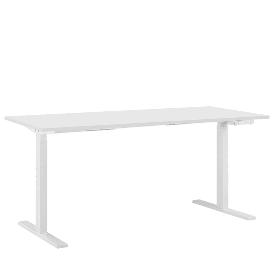 Beliani Manuálně nastavitelný psací stůl 160x72 cm bílý DESTIN II