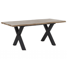 Beliani Rozkládací jídelní stůl 140/180 x 90 cm tmavé dřevo s černou BRONSON