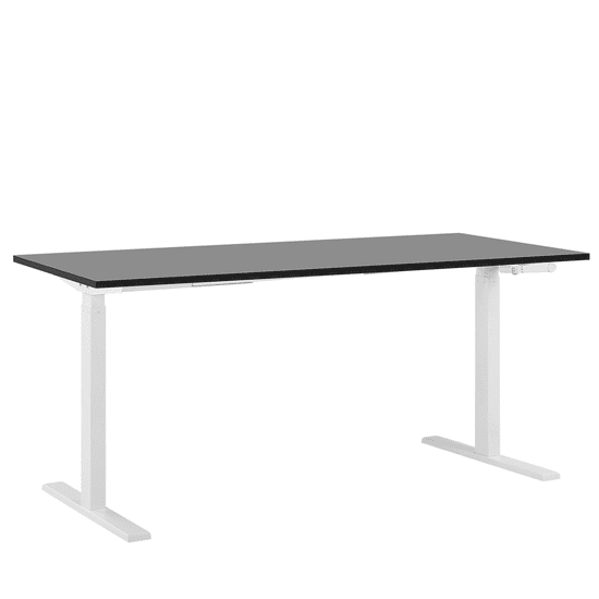 Beliani Manuálně nastavitelný psací stůl 160x72 cm černý a bílý DESTIN II