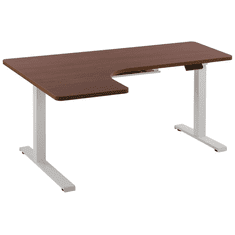 Beliani Rohový elektrický psací stůl levostranný 160 x 110 cm tmavé dřevo s bílou DESTIN II