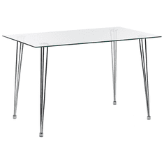 Beliani Jídelní stůl se skleněnou deskou 120 x 70 cm stříbrný WINSTON
