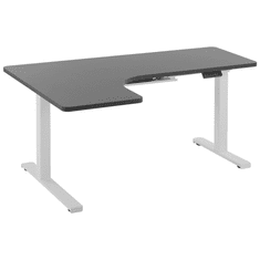 Beliani Rohový elektrický psací stůl levostranný 160 x 110 cm černo-bílý DESTIN II