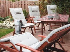 Beliani Sada 2 dřevěných zahradních židlí s béžově šedými polštáři TOSCANA