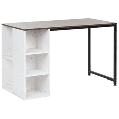 Beliani Psací stůl, tmavé dřevo s bílou 120 x 60 cm DESE