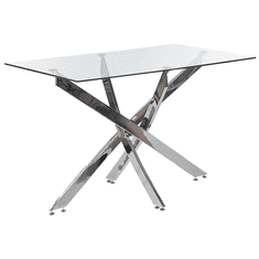 Beliani Jídelní stůl se skleněnou deskou 120 x 70 cm stříbrný MARAMO