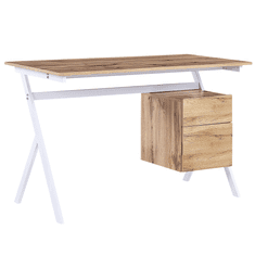 Beliani Psací stůl se zásuvkou 120 x 60 cm světlé dřevo / bílá ASHLAND