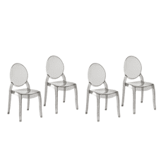Sada 4 jidelních průhledných plastových židlí v černé barvě MERTON