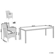 Beliani Bílá ratanová zahradní souprava 220cm stolu a 8 židlí ITALY 220