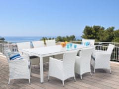 Beliani Bílá ratanová zahradní souprava 220cm stolu a 8 židlí ITALY 220