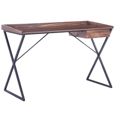 Beliani Psací stůl se zásuvkou 120 x 54 cm tmavé dřevo / černá NOXON