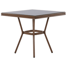 Beliani Zahradní stůl hliníkový 80 x 80 cm černý/tmavé dřevo CASPRI