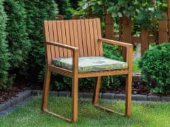 Beliani Zahradní židle ze světle hnědého dřeva s polštářem s listovým vzorem SASSARI