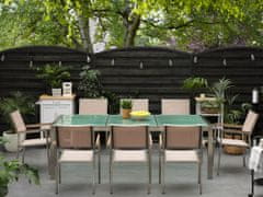 Beliani Sada zahradního nábytku stůl se skleněnou deskou 220 x 100 cm 8 béžových židlí GROSSETO