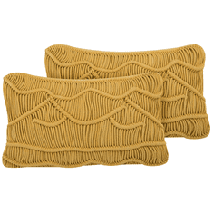 Beliani Sada 2 bavlněných polštářů 30 x 50 cm žlutá KIRIS