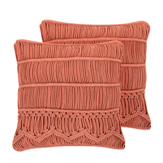 Beliani Sada 2 bavlněných polštářů 45 x 45 cm oranžová AKKOY