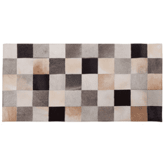 Beliani Hnědý kožený patchwork koberec 80x150 cm SOKE
