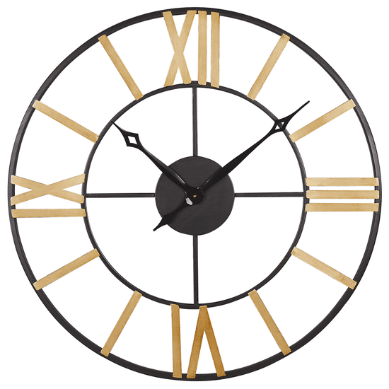 Beliani Kovové nástěnné hodiny ø 80 cm černá / zlatá VALSOT