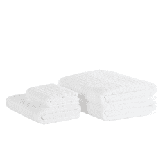 Beliani Sada 4 bílých bavlněných ručníků ATAI