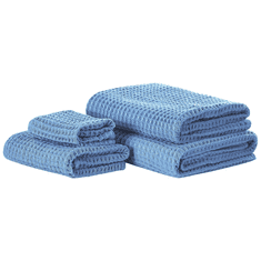 Beliani Modrá sada 4 bavlněných ručníků AREORA