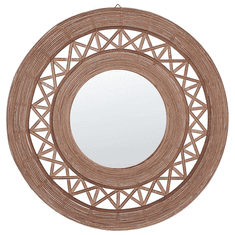 Beliani Kulaté bambusové nástěnné zrcadlo ø 62 cm světle hnědé CACOMA