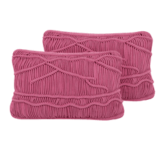 Beliani Sada 2 bavlněných polštářů 30 x 50 cm růžová KIRIS