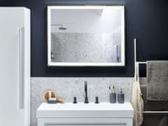 Beliani Nástěnné zrcadlo LED 90 x 70 cm stříbrné ARGENS