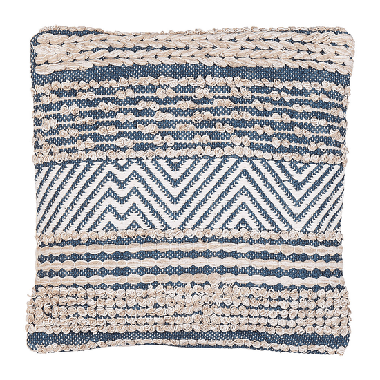 Beliani Bavlněný polštář s geometrickým vzorem 45 x 45 cm béžovo modrý DEWBERRY