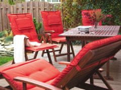 Beliani Zahradní dřevěná židle se světle červenou poduškou TOSCANA