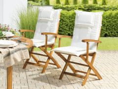 Beliani Sada dvou zahradních židlí s bělavými polštáři MAUI