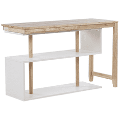 Beliani Nastavitelný psací stůl s poličkou 120 x 45 cm světlé dřevo / bílá CHANDLER