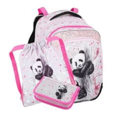 Bagmaster Školní batoh pro prvňáčky v setu Panda 3 díly