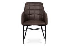 Autronic Moderní jídelní židle Jídelní židle, potah hnědá látka v dekoru vintage kůže, kovová čtyřnohá podnož, (AC-9990 BR3)