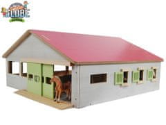 Kids Globe Horse stáj pro koně dřevěná 62x56x26 cm 1:32 v krabičce