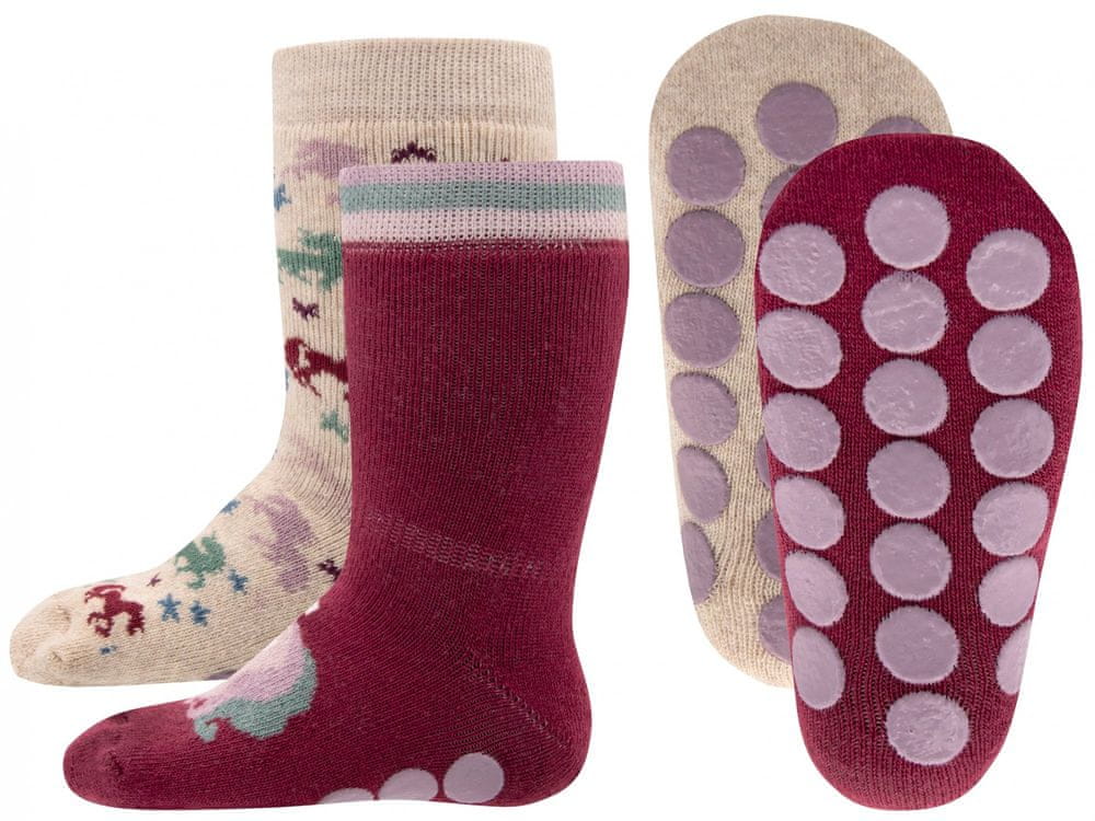 EWERS 2pack dívčích protiskluzových ponožek ABS s jednorožcem 225087_1 růžová 35-38