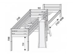 Domestav DOMINO - Zvýšené jednolůžko posuvné zábrana C smrk