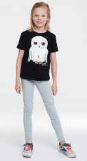 CurePink Dětské tričko Harry Potter: Hedwig (výška 158-164 cm) černá bavlna