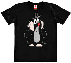 CurePink Dětské tričko Krteček: Oh Oh! (výška 176 cm) černá bavlna