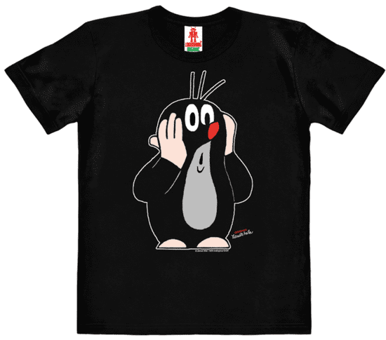 CurePink Dětské tričko Krteček: Oh Oh! (výška 104 cm) černá bavlna